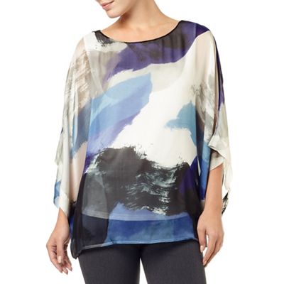 Phase Eight Blue And Multi Fabienne Silk Blouse